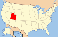 Map of the United States highlighting Utah