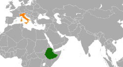 Map indicating locations of Ethiopia and Italy