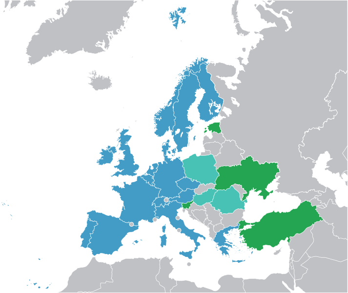 ملف:Location ESA member countries.svg