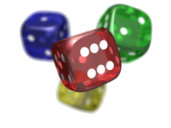 Four transparent dice