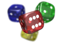 Colored dice with white background