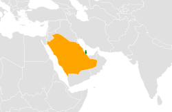 Map indicating locations of قطر and السعودية