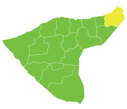 موقع ناحية مركز المالكية في محافظة الحسكة