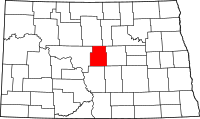 Map of North Dakota highlighting شيردان