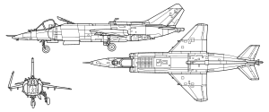 Orthographic projection of the Yakovlev Yak-38.
