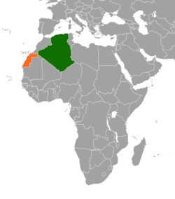 Map indicating locations of Algeria and Sahrawi Arab Democratic Republic