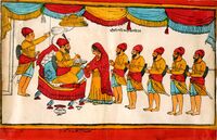 The creation of the Khalsa; initiated by Guru Gobind Singh, the tenth Sikh Guru.
