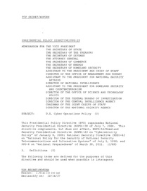 Presidential Policy Directive – PPD 20 Signed By Barack Obama Relating to Cyberwarfare