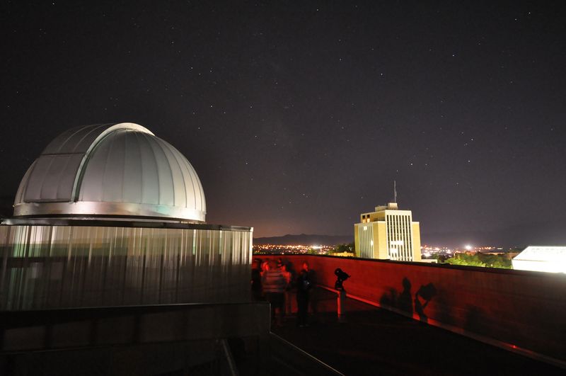 ملف:Utah State University observatory and business building at night.jpg