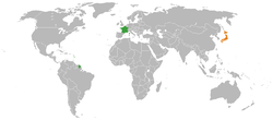 Map indicating locations of فرنسا and اليابان