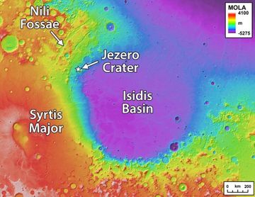 Jezero crater-Isidis basin.jpg