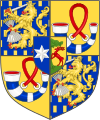 Personal Arms of the children of princess Margriet of the Netherlands (Princes Maurice, Bernhard, Floris and Pieter-Christian). The inescutcheon is their father's arms of van Vollenhoven.[7]