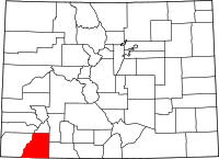 Map of Colorado highlighting لا بلاتا