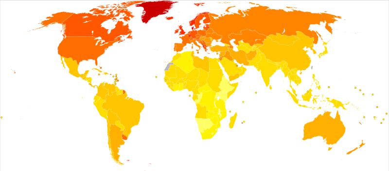 ملف:Multiple sclerosis world map - DALY - WHO2004.svg
