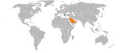 Map indicating locations of Greece and Saudi Arabia