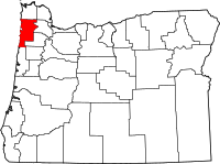 Map of Oregon highlighting تيلاموك