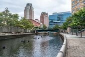 The Providence Riverwalk, at the edge of downtown