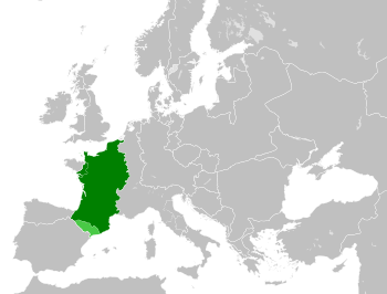West Francia within Europe after the Treaty of Verdun in 843.