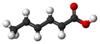 Sorbic acid (ball-and-stick model)