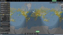 The web homepage, with planes flying all over the world.