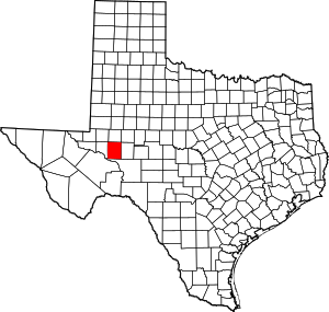 Map of Texas highlighting Upton County