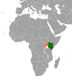 Map indicating locations of Kenya and Uganda