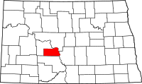 Map of North Dakota highlighting أوليفر