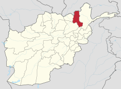 خريطة أفغانستان موضح عليها ولاية تخار.