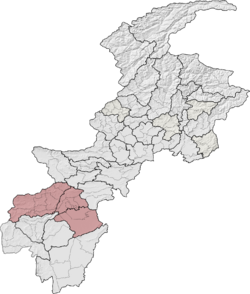 Bannu Division (red) in Khyber Pakhtunkhwa