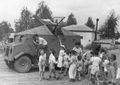 أطفال كيبوتس دوروت تم إجلاؤهم بواسطة سيارات مدرعة مرتجلة قبل الهجوم المصري المتوقع عام 1948.