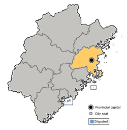 موقع نطاق مدينة فوژو في مقاطعة فوجيان