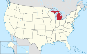 Map of the United States with highlighted