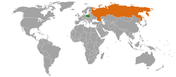 Map indicating locations of Poland and Russia