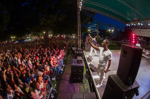 Boyz II Men performing at the 2015 Alive@Five Summer Concert Series hosted by Stamford Downtown