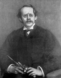 السير جوسف جون طومسون (1856-1940). پورتريه بريشة أرثر هاكر.