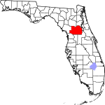 A state map highlighting Marion County in the corner part of the state. It is large in size.