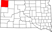 Map of South Dakota highlighting هاردينغ