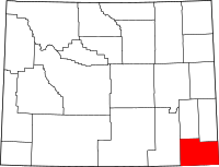 Map of Wyoming highlighting لارامي