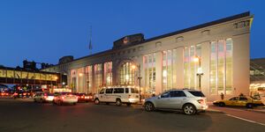 Newark Penn Station at dusk