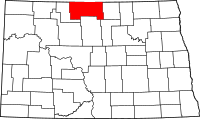 Map of North Dakota highlighting بوتينو