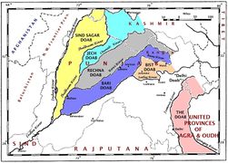 خريطة لمنطقة الپنجاب ح. 1947.