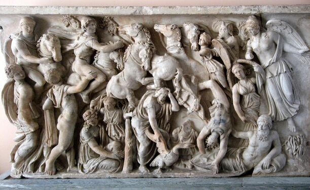 The Fall of Phaëthon on a Roman sarcophagus (Hermitage Museum)