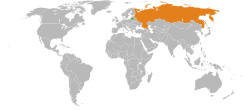 Map indicating locations of Lithuania and Russia