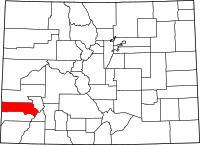 Map of Colorado highlighting سان ميغيل