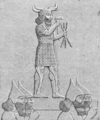Assyrian soldiers of Ashurbanipal carrying a statue of Adad