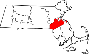 Map of Massachusetts highlighting Norfolk County