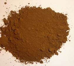Natural or raw umber pigment is clay rich in iron oxide and manganese.