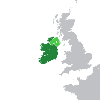 Location of the Irish Free State with Northern Ireland in light green
