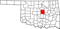 Map of Oklahoma highlighting لينكون