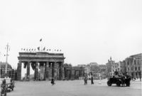 British armoured car, at the Brandenburg Gate in Berlin, 1950